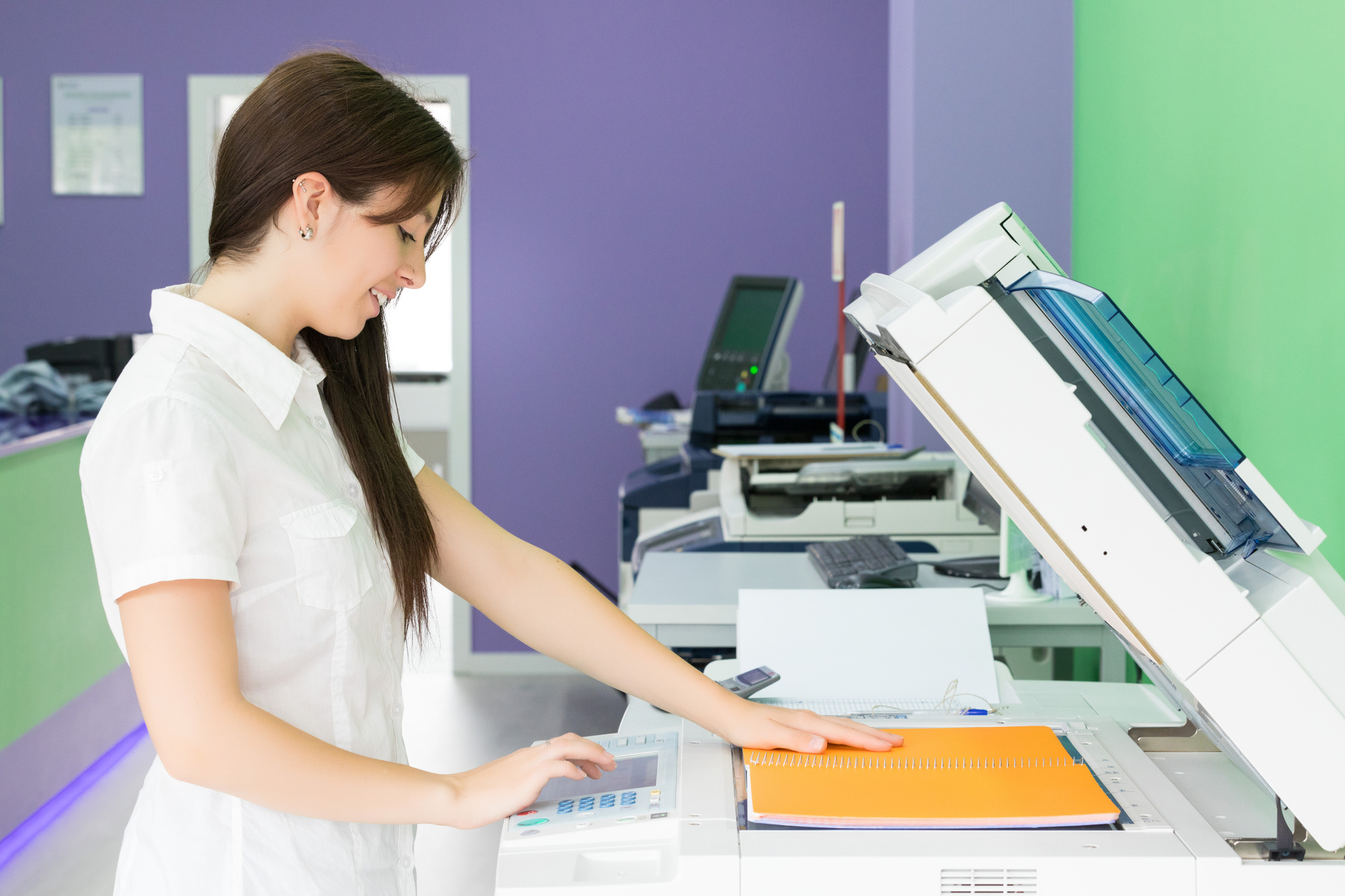 Young student at a copy center